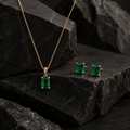Conjunto Dije y Aretes con Esmeralda